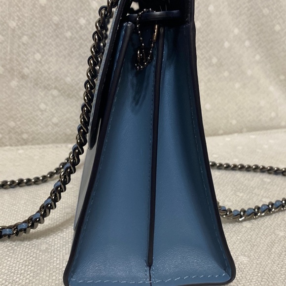 *SOLD*Coach Parker Slate Blue Leather Shoulder Bag - Picture 9 of 17